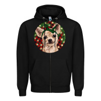 Black Christmas Chihuahua With Buffalo Plaid Zipper Hoodie - RanaPortraitStore