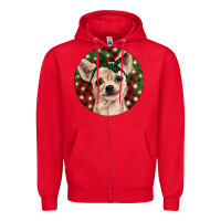Red Christmas Chihuahua With Buffalo Plaid Zipper Hoodie - RanaPortraitStore