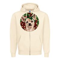 Sandshell Christmas Chihuahua With Buffalo Plaid Zipper Hoodie - RanaPortraitStore