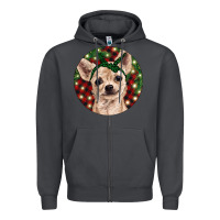 Smoke Christmas Chihuahua With Buffalo Plaid Zipper Hoodie - RanaPortraitStore