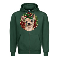 Sports Green Christmas Chihuahua With Buffalo Plaid Zipper Hoodie - RanaPortraitStore