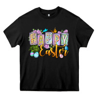 Black Happy Easter Heavy Core Tee - OliviaCreatesArt