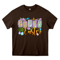 Chocolate Brown Happy Easter Heavy Core Tee - OliviaCreatesArt