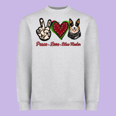 Peace Love Blue Heeler Heavyweight Sweatshirt Designed By Jasminsmagicworld