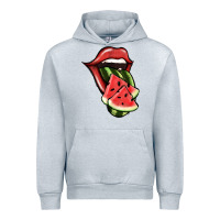 Heather Grey Watermelon Tongue Urban Hoodie - Jasminsmagicworld