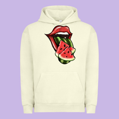 Watermelon Tongue Urban Hoodie Designed By Jasminsmagicworld