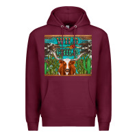 Burgundy whild child longhorn  cactus cowhide Premium Hoodie - Artiststas