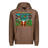 Chestnut whild child longhorn  cactus cowhide Premium Hoodie - Artiststas