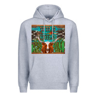 Heather Grey whild child longhorn  cactus cowhide Premium Hoodie - Artiststas