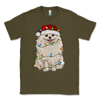 Army Green white pomeranian with christmas lights Classic Tee - RanaPortraitStore