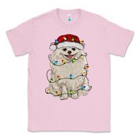Bubblegum Pink white pomeranian with christmas lights Classic Tee - RanaPortraitStore