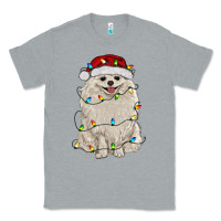 Heather Grey white pomeranian with christmas lights Classic Tee - RanaPortraitStore