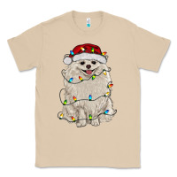 Mushroom white pomeranian with christmas lights Classic Tee - RanaPortraitStore