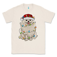 Natural white pomeranian with christmas lights Classic Tee - RanaPortraitStore