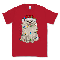 Red white pomeranian with christmas lights Classic Tee - RanaPortraitStore