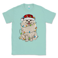 Seafoam white pomeranian with christmas lights Classic Tee - RanaPortraitStore