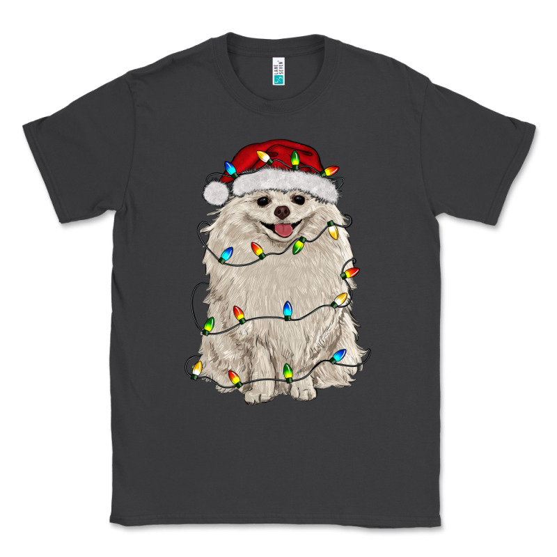 White Pomeranian With Christmas Lights Classic Tee by RanaPortraitStore | Teevron
