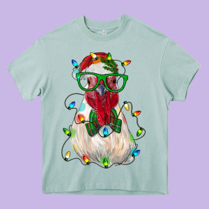 Christmas Rooster Heavy Core Tee Designed By Ranaportraitstore