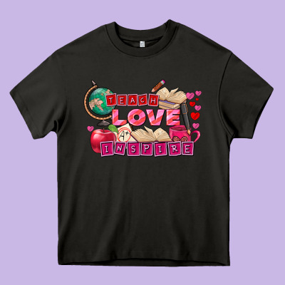 Valentine's Day Teach Love Inspire Heavy Core Tee Designed By Fadigitalartstudio