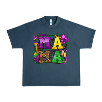 Midnight Navy Mardi Gras leopard frame mama Mother's Day Urban Heavy Tee - LillyAllenDesigns