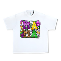 White Mardi Gras leopard frame mama Mother's Day Urban Heavy Tee - LillyAllenDesigns