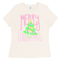Bone Merry Neon Christmas Ladies Tee - CowhideDigitalArt