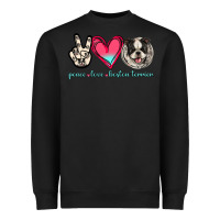 Black Peace Love Boston Terrier Heavyweight Sweatshirt - Jasminsmagicworld