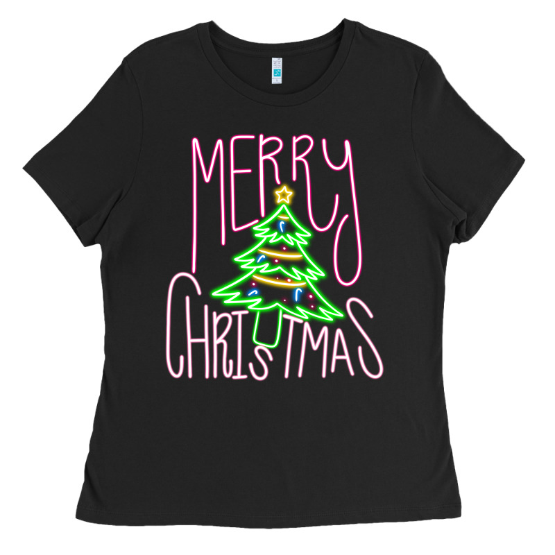 Merry Neon Christmas Ladies Tee by CowhideDigitalArt | Teevron