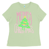 Matcha Merry Neon Christmas Ladies Tee - CowhideDigitalArt