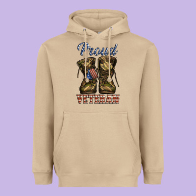 Proud Veteran Camo Shoes Heavyweight Hoodie Designed By Jasminsmagicworld
