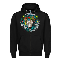 Black Bull Skull Christmas Zipper Hoodie - RanaPortraitStore