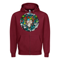 Burgundy Bull Skull Christmas Zipper Hoodie - RanaPortraitStore