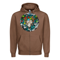Chestnut Bull Skull Christmas Zipper Hoodie - RanaPortraitStore