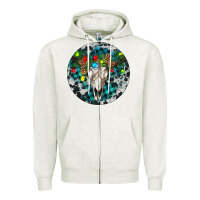 Oatmeal Heather Bull Skull Christmas Zipper Hoodie - RanaPortraitStore