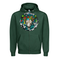 Sports Green Bull Skull Christmas Zipper Hoodie - RanaPortraitStore