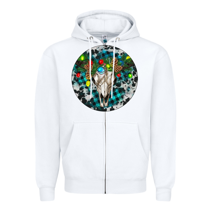 Bull Skull Christmas Zipper Hoodie by RanaPortraitStore | Teevron