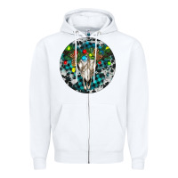 White Bull Skull Christmas Zipper Hoodie - RanaPortraitStore