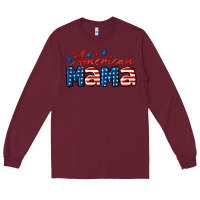 Burgundy American Mama Mother's Day Long Sleeve Tee - LillyAllenDesigns