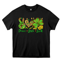 Black St. Patrick's Day Peace love luck Heavy Core Tee - OliviaCreatesArt