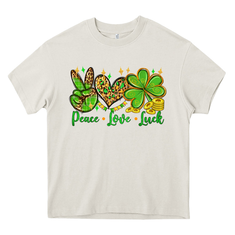 St. Patrick's Day Peace Love Luck Heavy Core Tee by OliviaCreatesArt | Teevron
