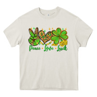 Cream St. Patrick's Day Peace love luck Heavy Core Tee - OliviaCreatesArt