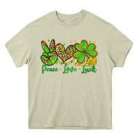 Mossy St. Patrick's Day Peace love luck Heavy Core Tee - OliviaCreatesArt