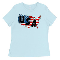 Baby Blue Usa Ladies Tee - CowhideDigitalArt