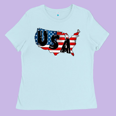 Usa Ladies Tee Designed By Cowhidedigitalart