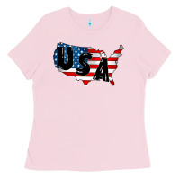 Bubblegum Pink Usa Ladies Tee - CowhideDigitalArt
