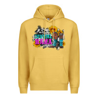 Antique Gold cowgirl mama with boots and sunflowers and cowhide Premium Hoodie - Artiststas