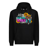 Black cowgirl mama with boots and sunflowers and cowhide Premium Hoodie - Artiststas