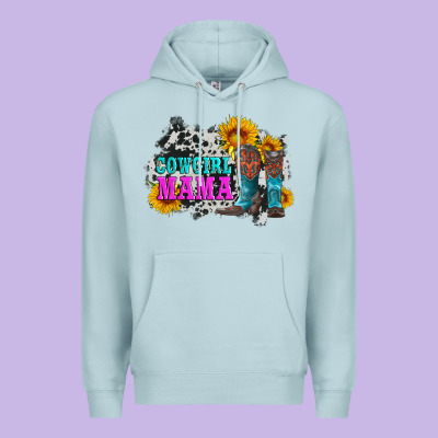 Cowgirl Mama With Boots And Sunflowers And Cowhide Premium Hoodie Designed By Artiststas