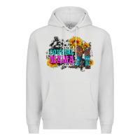 Dove Grey cowgirl mama with boots and sunflowers and cowhide Premium Hoodie - Artiststas