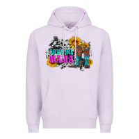 Lilac cowgirl mama with boots and sunflowers and cowhide Premium Hoodie - Artiststas